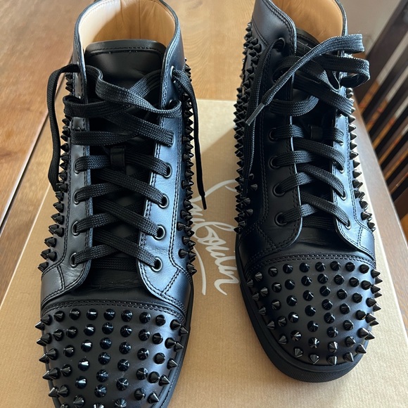 Christian Louboutin Black Orlando Flat Spiked Sneakers - Picture 3 of 16